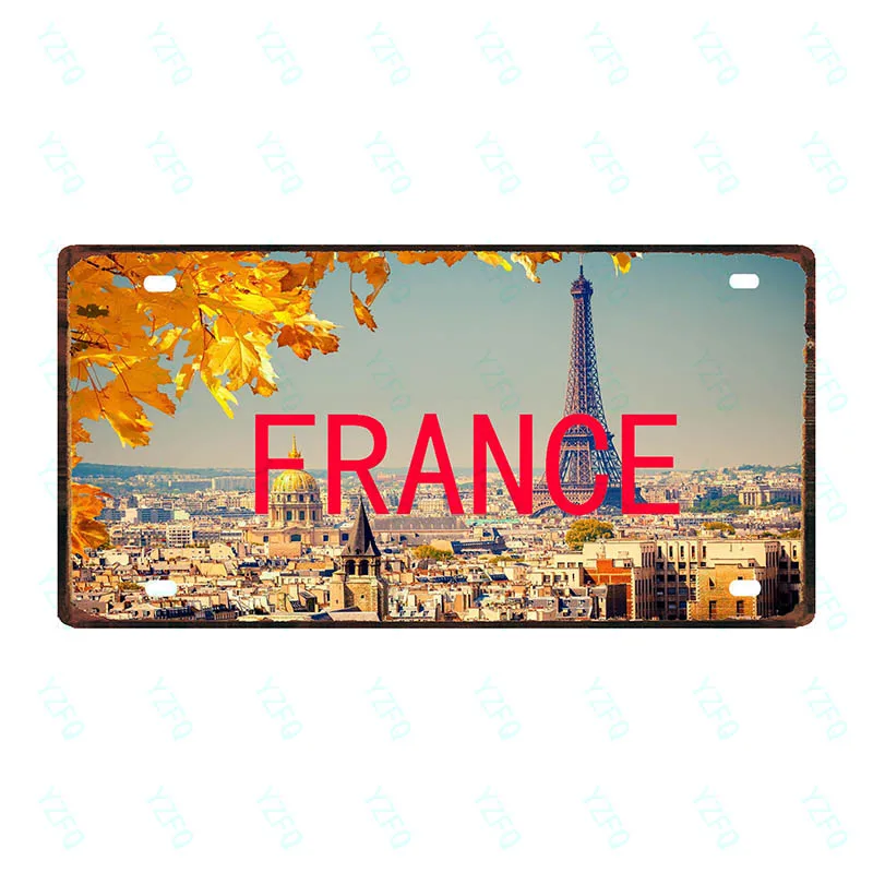 France Poland Thailand Tin Plate Travel Souvenir Poster Vintage Metal Sign For Wall Art Shop Bar Home Decor 30X15CM DC-0