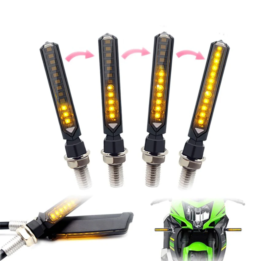 2 pz/lotto 12 LED DRL indicatore di direzione freno luce di striscia LED Switchback luce di marcia diurna per moto, giallo + rosso/bianco