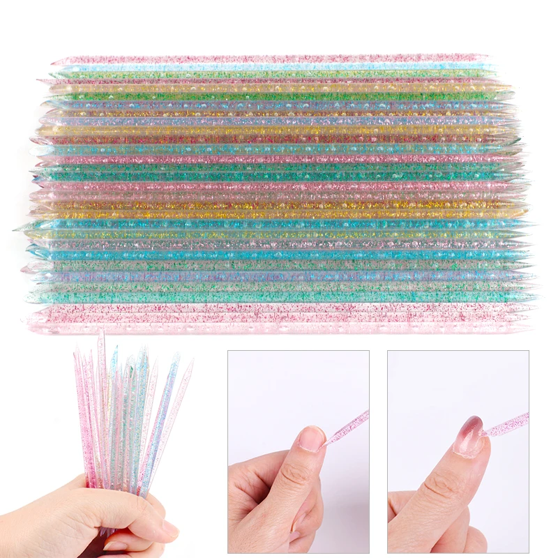 

25/50Pcs Crystal Cuticle Pusher Reusable Sticks Forks 16.8CM Dead Skin Polish Remover Dual-end Manicure Nails Accessories Tools