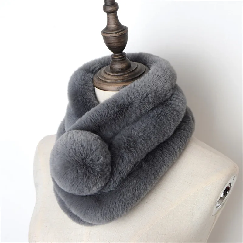 Children's Winter Thickened Warm Scarf Faux Fur Scarf Women Shawl Boys And Girls Plush Bib Cyhristmas Gift