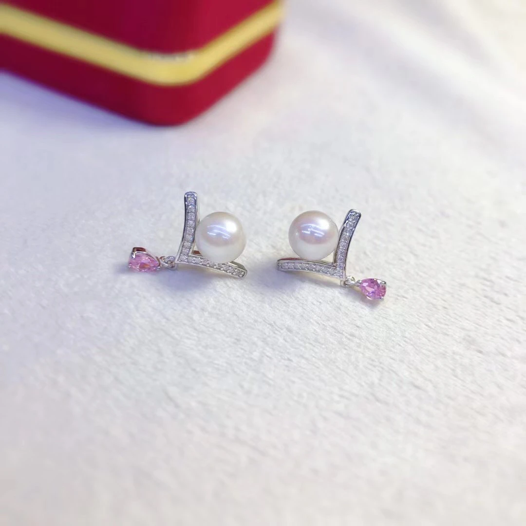

DIY Making Jewelry S925 Sterling Silver Earrings Findings Settings Base Mountings Parts Mounts for Pearls Agate Crystal Stones