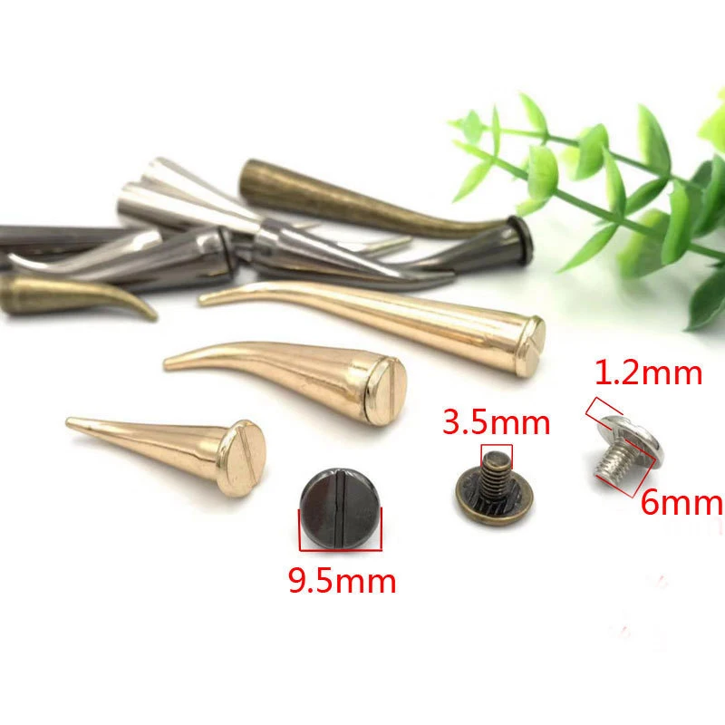 25-55mm Brass Long Curve Spikes Garment Rivet Studs With Screws For Bag Hat Jacket Shoes Overcoat Leather Craft DIY Accessories