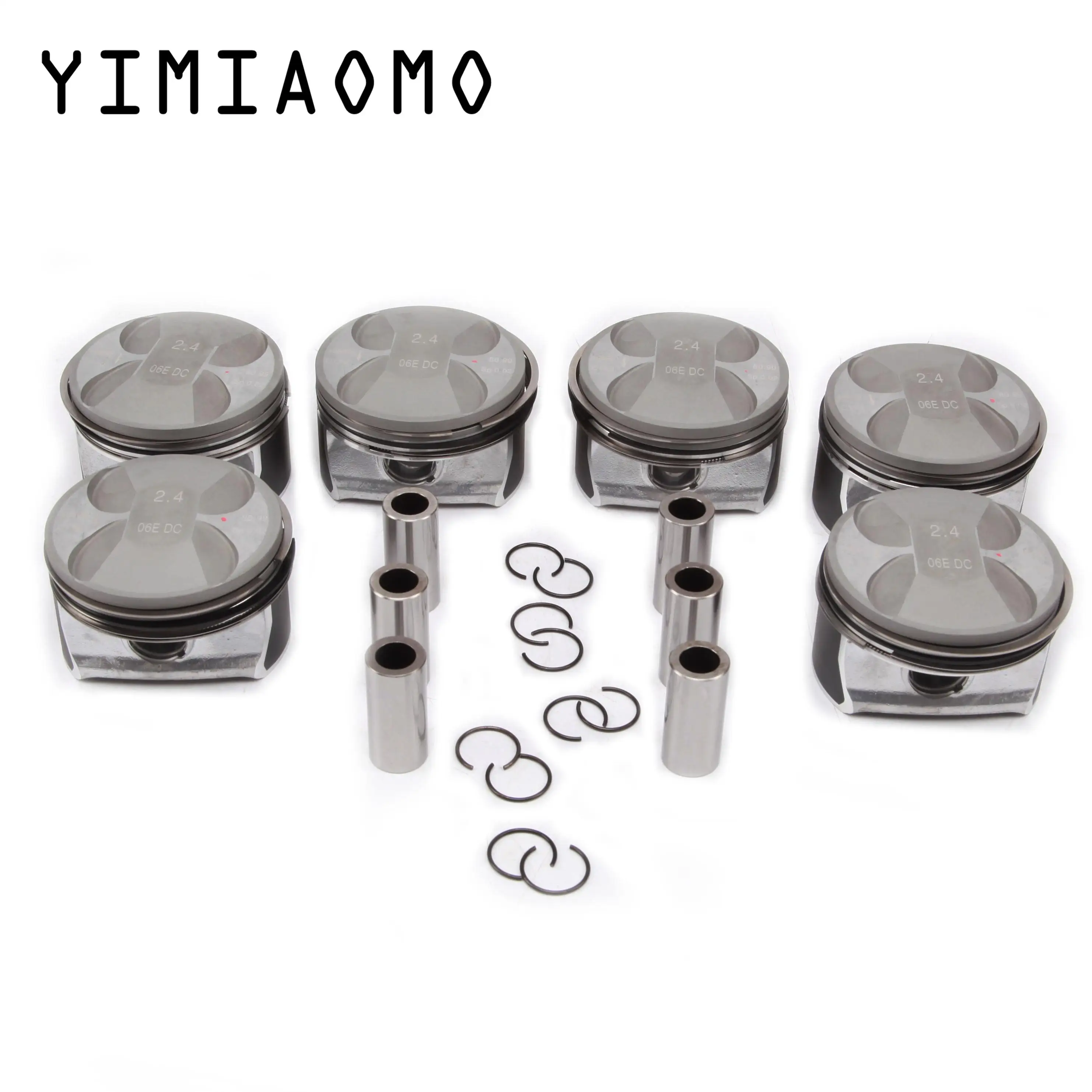 06E107065DC 6PCS Engine Piston & Rings Auto Assembly Kit For Adui A6 Avant 2.4L Piston Diameter 81MM Pin 19MM 06E 198 151 A