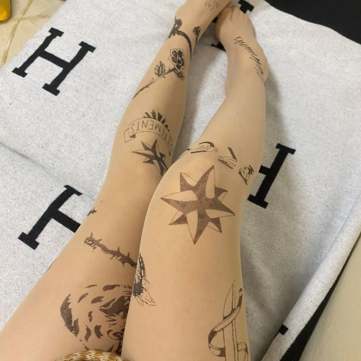 women silk pantyhose tattoo tights letter print tights transparent pantyhose tiger print tights fashion designer tights