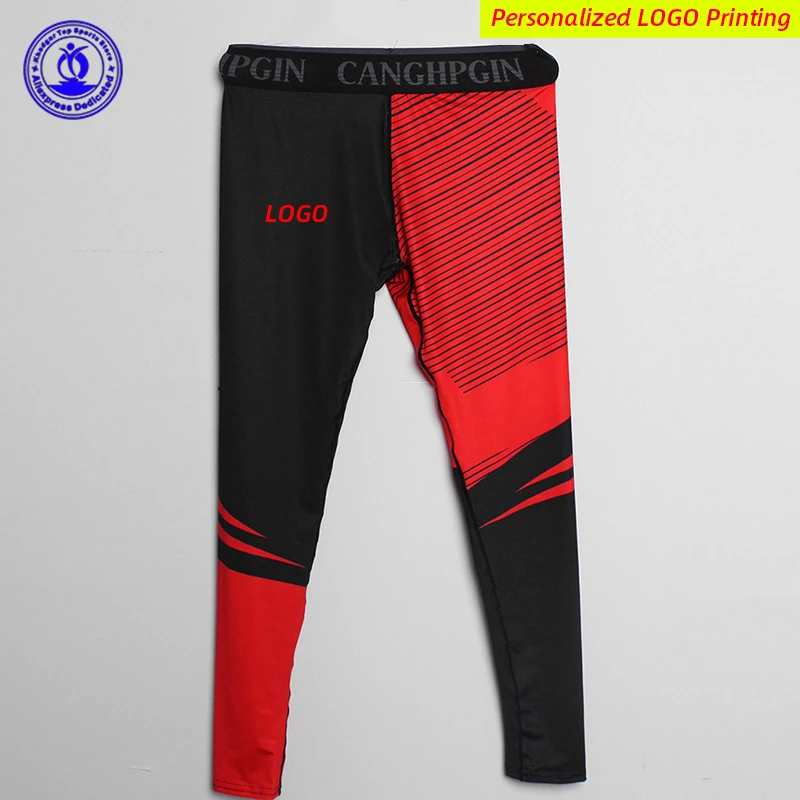 Custom LOGO Men Compression Running Pants Quick Dry Sportswear Tights Joggings Workout Gym Leggings Fitness Training Bottoms