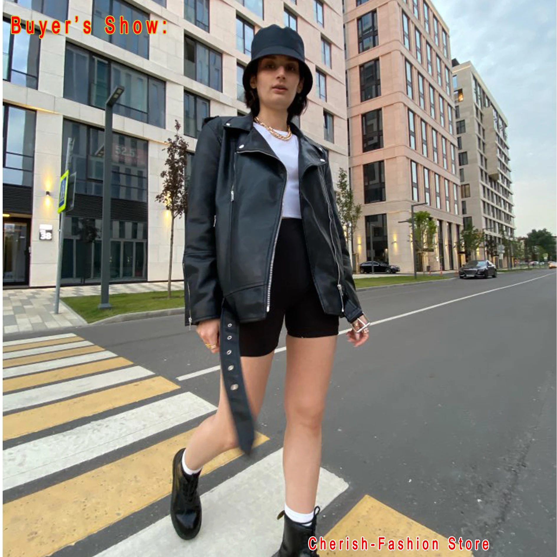 2021 Brand New autunno donna giacca in ecopelle Casual allentato morbido Pu moto Punk cappotto in pelle cerniera femminile rivetto capispalla