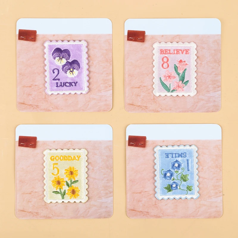 AHYONNIEX Nice Stamp Embroidery Applique for Girls Letters Bag Iron On Patches Small Glue Sticker for Clothes Designer