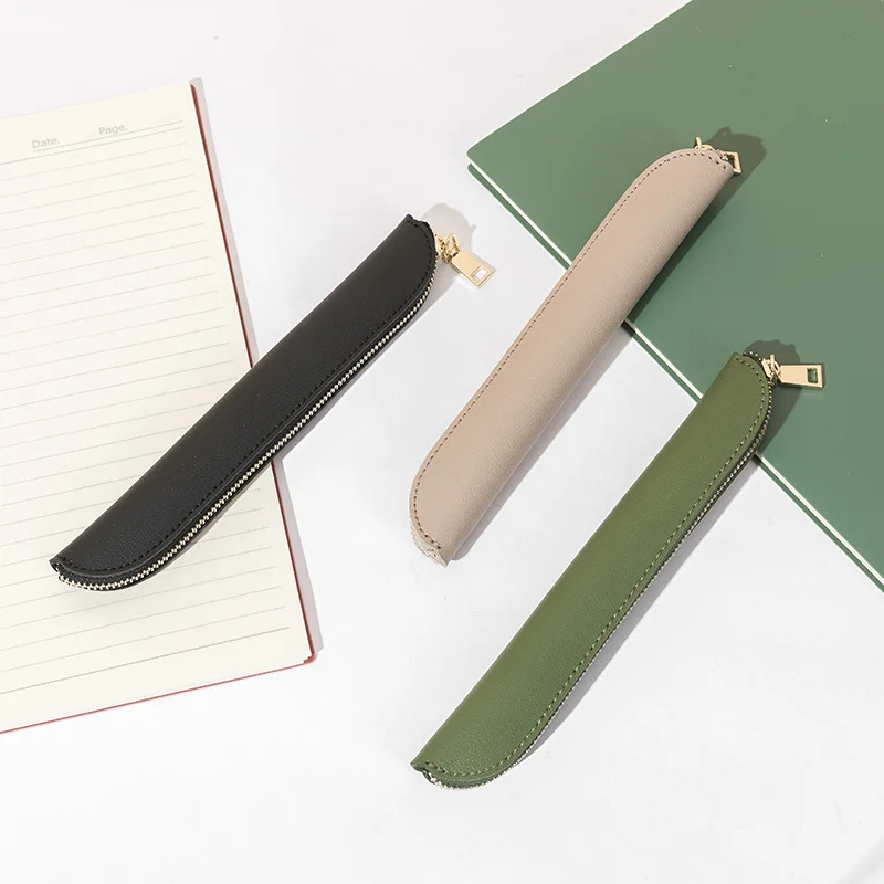 

PU Leather Solid Color Mini Pencil Bag Small And Lovely Pen Cover