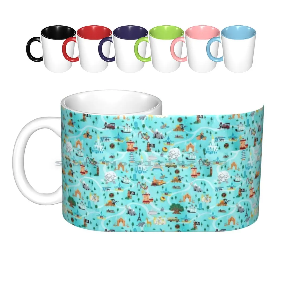 Park Life 2020 Ceramic Mugs Coffee Cups Milk Tea Mug Pixar Animal Kingdom Space Mountain Train Main Street Castle Tower Of