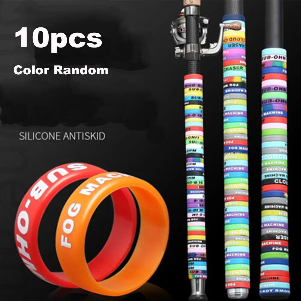 random color Anti-Slip Ring Tackle Rubber Protector Silica Gel Rod Clip Fishing Rod Handle Protective Case O-shaped Ring Racket