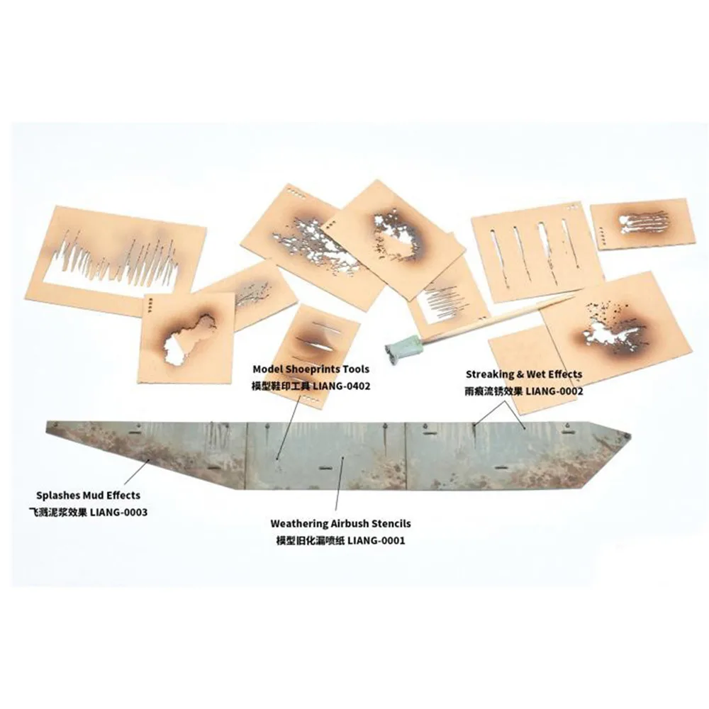 Splashing Mud Streaking & Wet Effects Airbrush Stencils Leak Spray Paper for 1/35 1/48 1/72 Scale Tank Ship Car Model