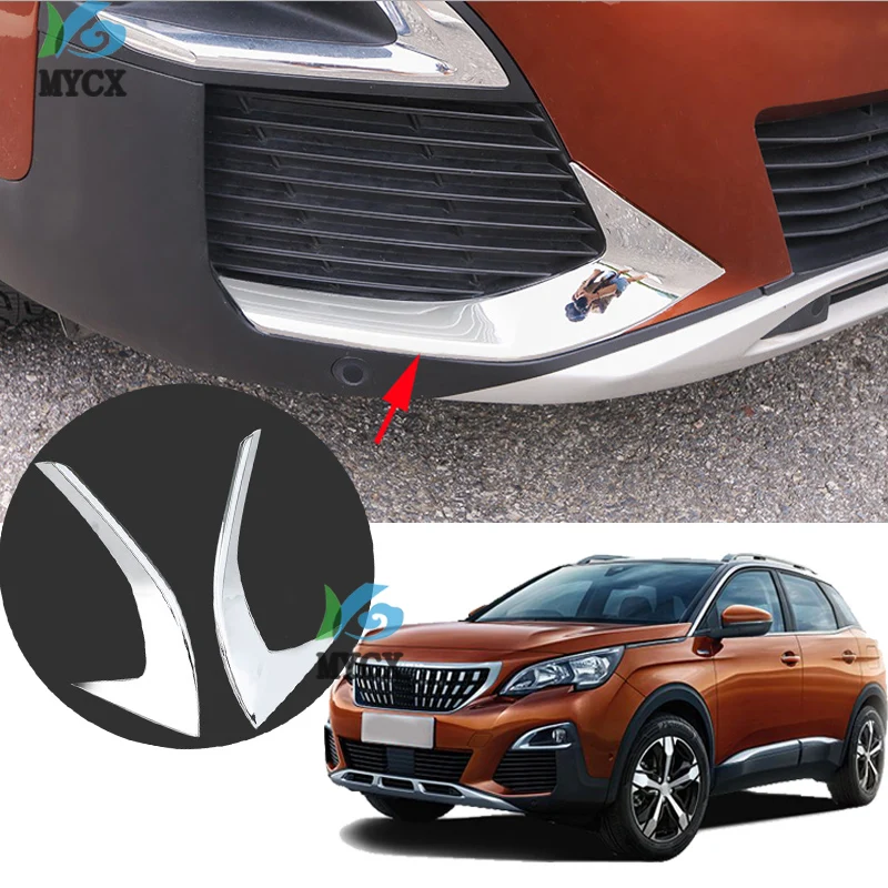 

For Peugeot 3008 3008GT 2017 2018 ABS Bright Chrome Front Head Fog Light Foglight Lamp Eyelid Eyebrow Cover Trim 2 Pcs