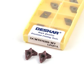 Deskar-herramienta de torneado de carburo de alta calidad, herramienta de torno para mecanizado de acero inoxidable, DCMT070204 MV LF6018 DCMT070208 MV LF6018