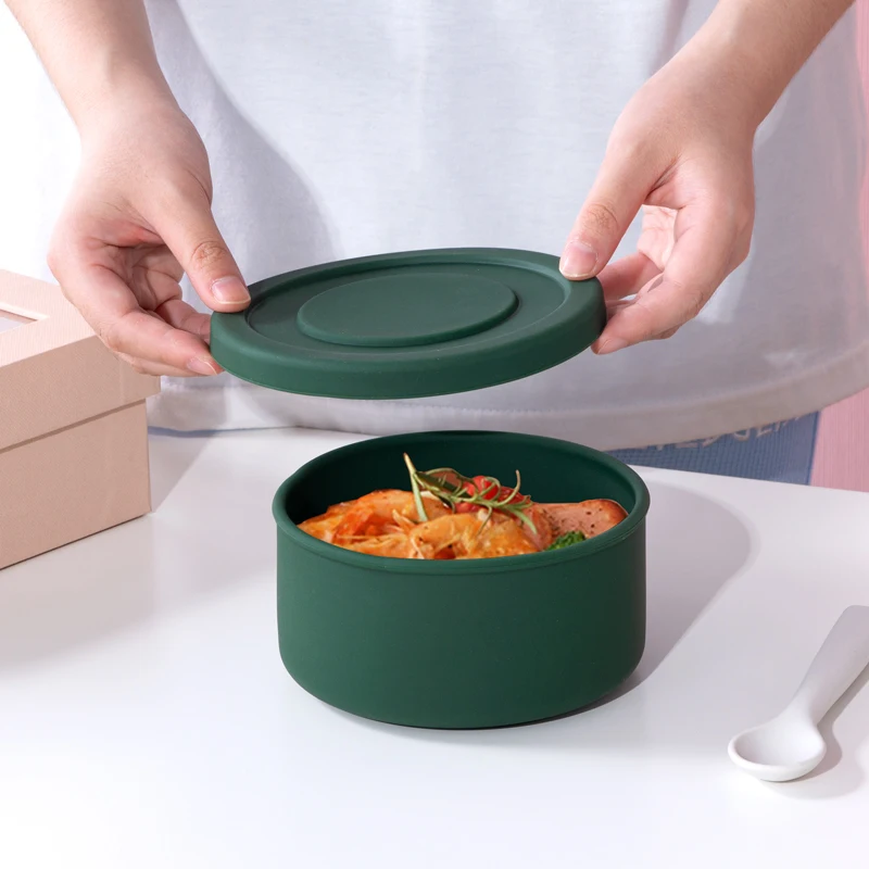 Food Grade With Lid Silicone Lunch Storage Bwol Feeding Dishes Plate Fresh-Keeping Portable Sealed Picnic Children's Tableware