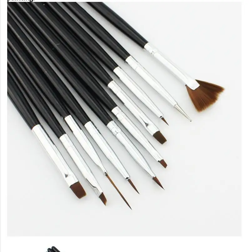 

10Pcs Nail Art Brush Set Liner Dotting Fan Acrylic Builder Flat Crystal Painting Drawing Carving Pen UV Gel Manicure Tool T0591