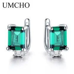 925 Sterling Silver Clip Earrings Nano Emerald 6X8mm Clip Earring Emerald Earrings for Girlfriend Birthday Gift