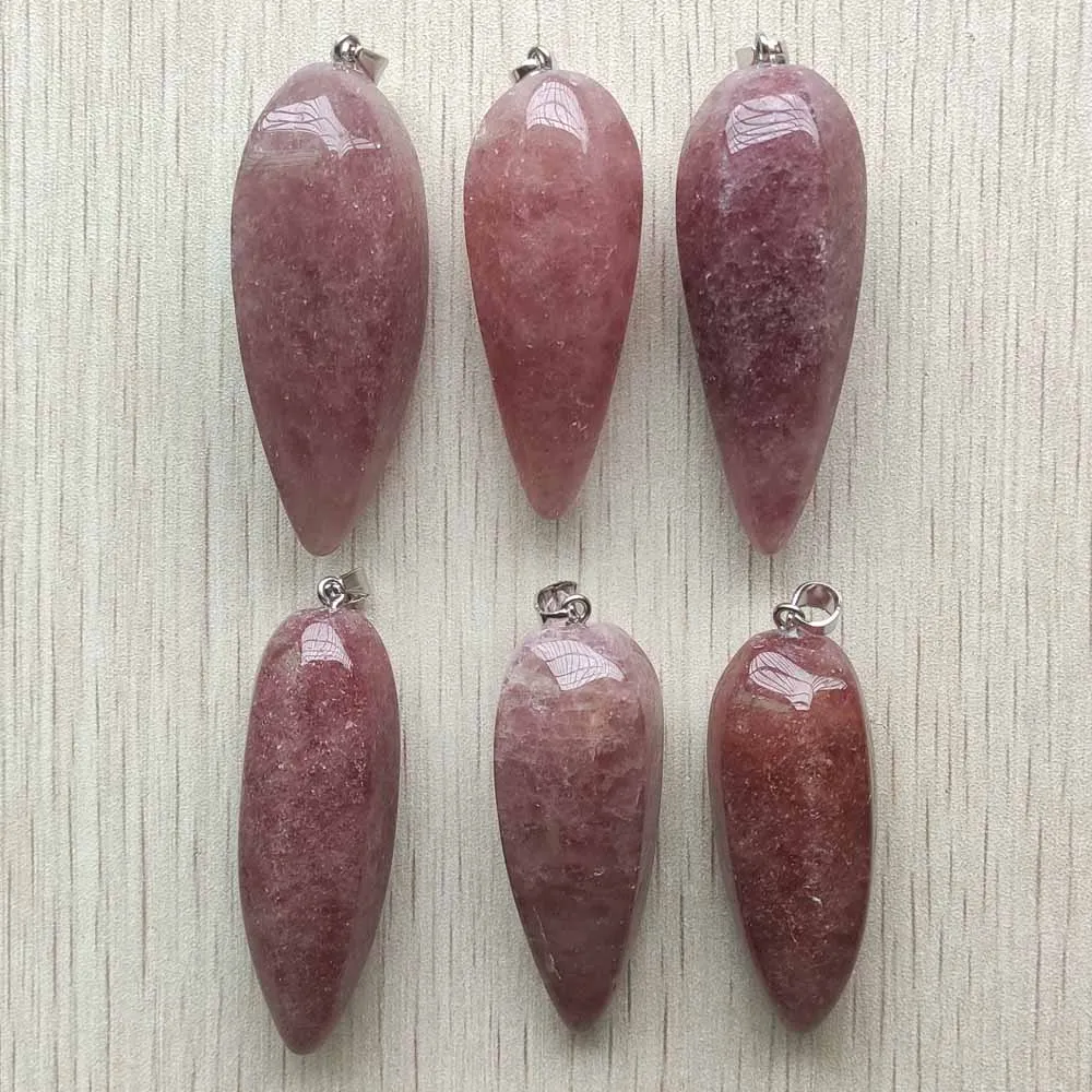 Good quality natural strawberry gold color stone hexagon cone pendants for jewelry making wholesale 6pcs/lots free shipping