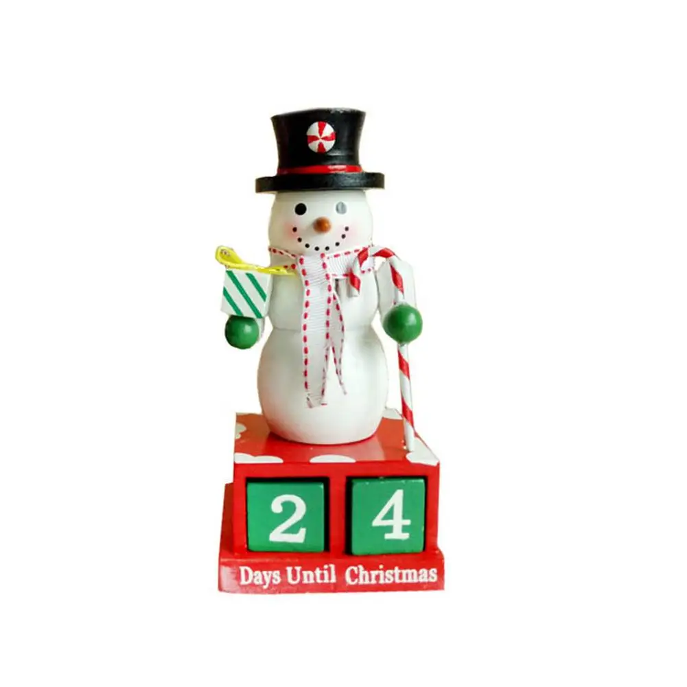 Wooden Santa Snowman Nutcracker Ornaments 24 Days Christmas Countdown Advent Calendar Nutcracker Soldier Desktop Decoration