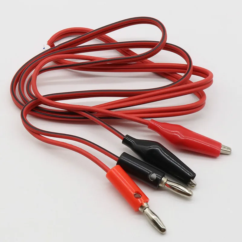 4mm Injection Banana Plug To Shrouded Copper Electrical Clamp Alligator Clip Test Cable Leads 1M For Testing Probe