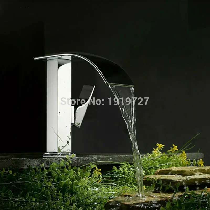 

Vidric Bathroom Sink Basin Mixer Tap Chrome Brass Square Glass Waterfall Faucet Torneiras Banho E Cozinha Bath