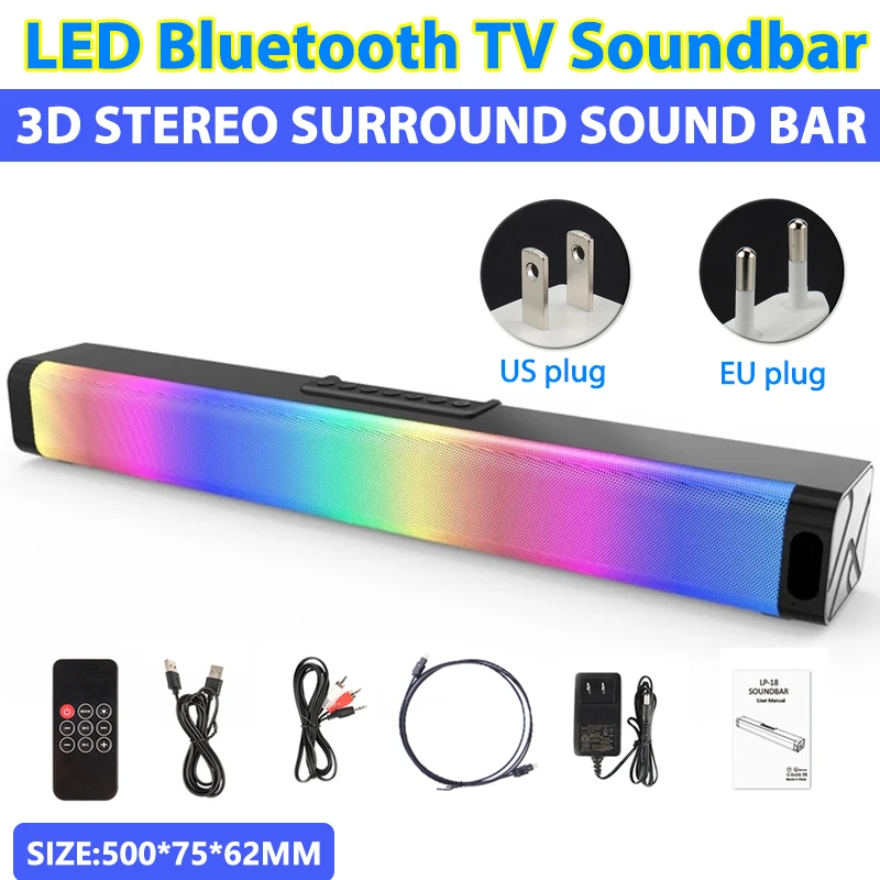 LED TV Soundbar Echo Wall Bluetooth Speaker 20W High Power Wireless Portable Column Subwoofer Music Center for Computer Speakers