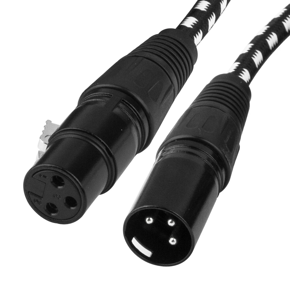 Bochara Fabric Braided XLR Cable Male to Female M/F 3pin jack Multi-Shielding OFC Copper For Mic Mixer Amplifier 10Pack