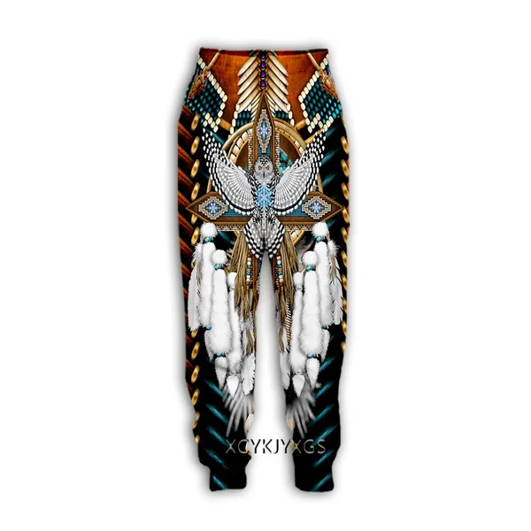 Повседневная одежда с американским родным индийским 3D принтом, модные мужские и женские спортивные костюмы с круглым вырезом, брюки в стиле хип-хоп, искусственная кожа, уличная одежда