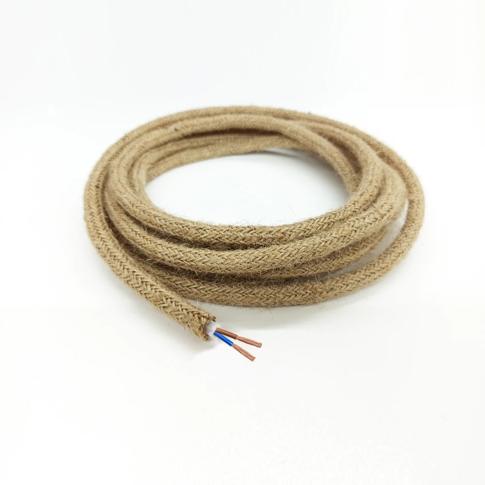 2 Core 3 Core Vintage Electrical Wire Hemp Rope  Wire Twisted Cable Braided Flexible Retro Pendant Light  Edison Bulb Lamp Cord