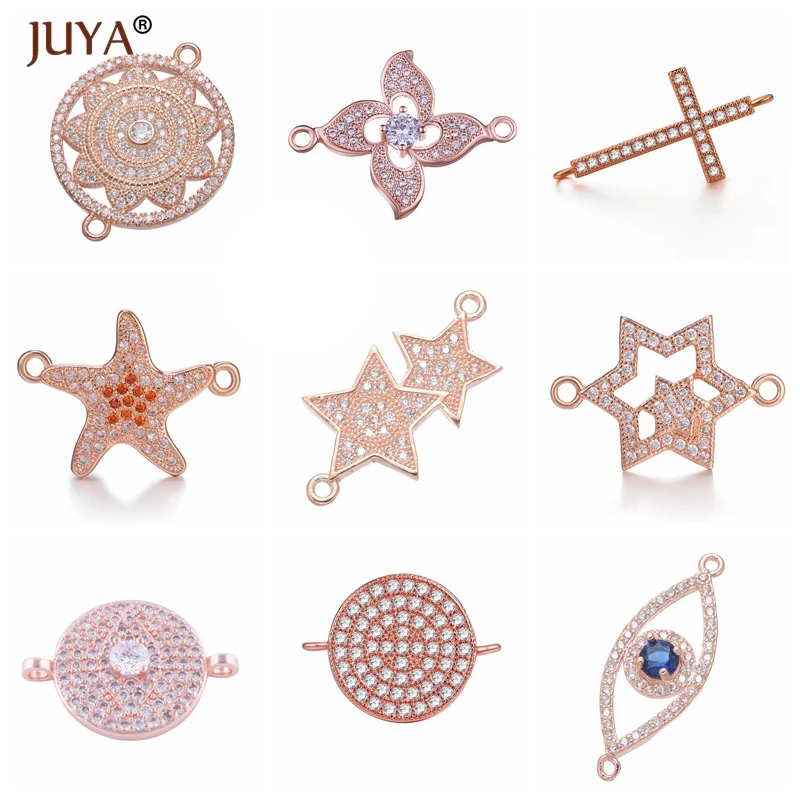 Jewelry Making Supplies Shiny Zircon Rhinestone Series Connector Charm Accessories for Bracelet Necklace Earrings DIY Material