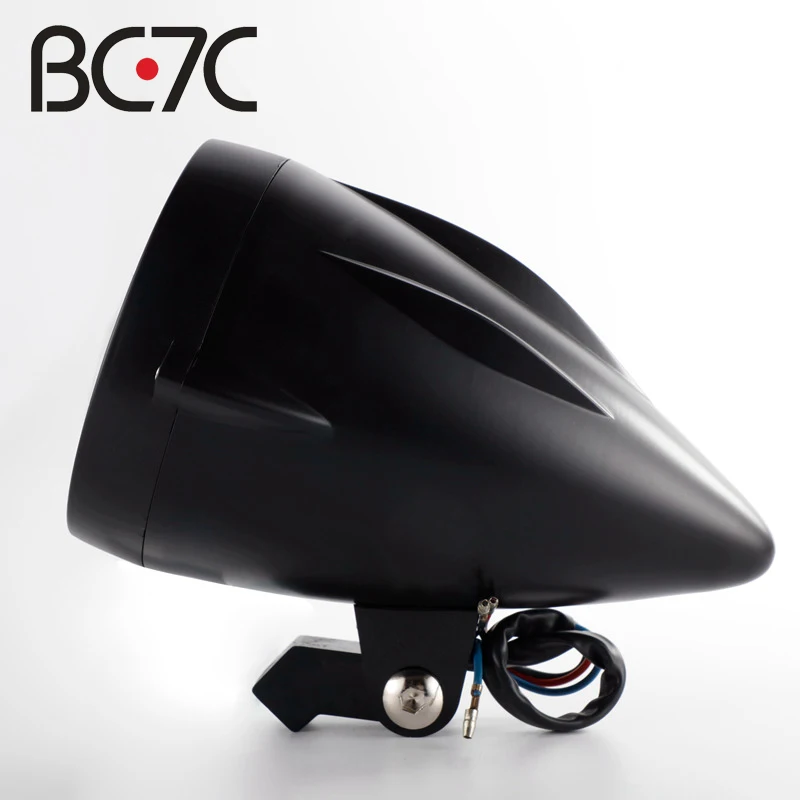 Black Motorcycle Bullet Retro Halogen Headlight Glass Light for Harley Suzuki Honda Kawasaki Scooter