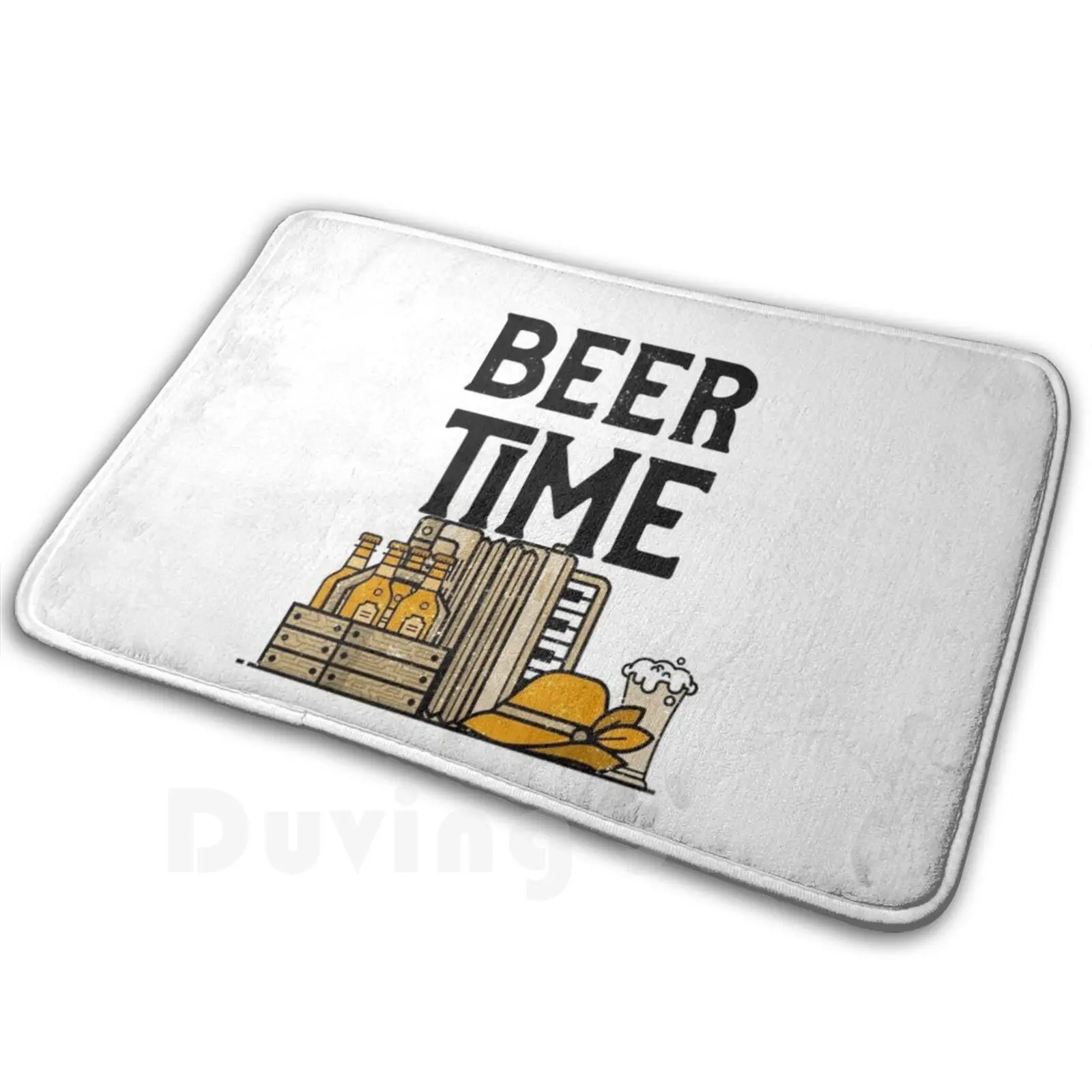 Beer Time Carpet Mat Rug Cushion Soft Non-Slip Beer Drink Booze Drinks Alchool Wine Drunk Party