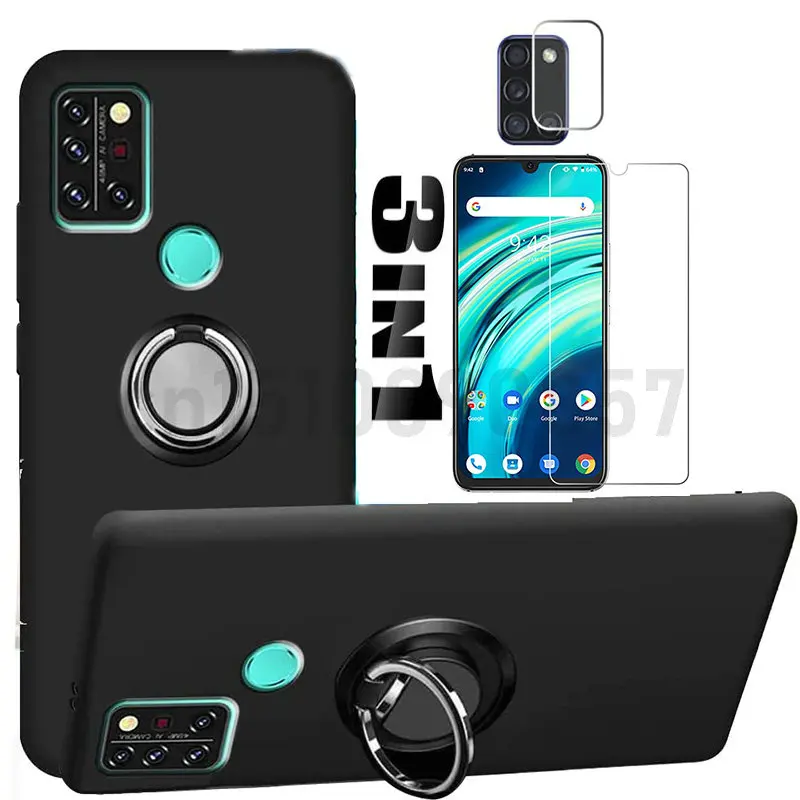 Umidigi Bison Case Magnetic Finger Ring Cover With Screen Protector Lens Film On Umidigi Bison GT A9 A11 A7 X10Pro X10S X10G GT2