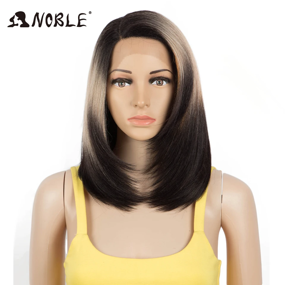 

Noble Cosplay Synthetic Lace Wig Short Ombre Bob Wig Straight 14 Inch Bob Wig Synthetic Wig Blonde Wigs For Black Women Wig