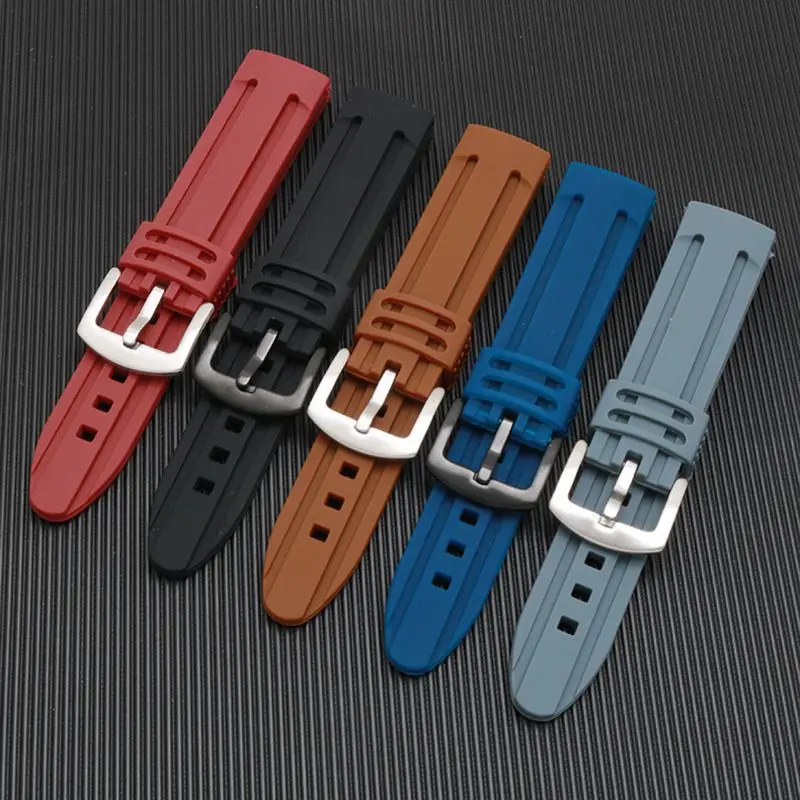 Wholesale Fluorine Rubber Watch Strap 18mm 20mm 22mm 24mm Quick Release Waterproof Watchbands Replacement Wristband New Arrival