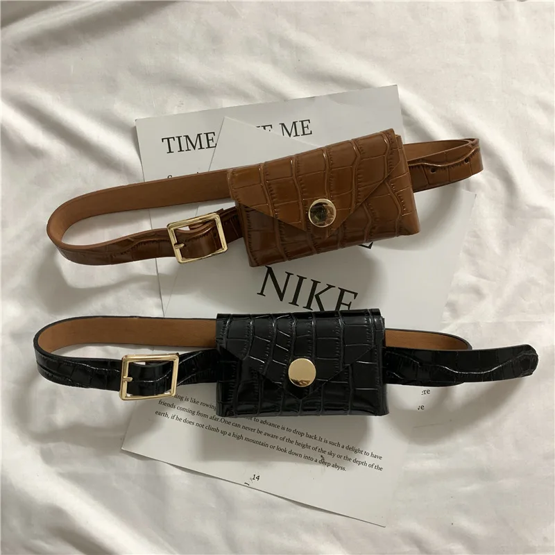 Women's fashion women's waist belt PU leather belt simple women's small mobile phone bag young waist accessories