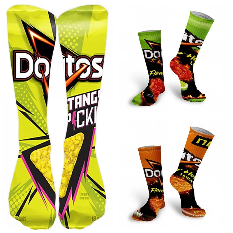 Creativity Long Socks Female Art 3D Printed Potato Chips Tomato Barbecue High Socks Men Women Harajuku Neutral Funny Socks