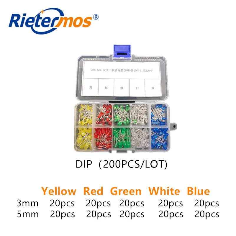 3 мм 5 мм светодиодный DIP F3 F5 красный зеленый желтый синий белый светодиодный блок для образцов