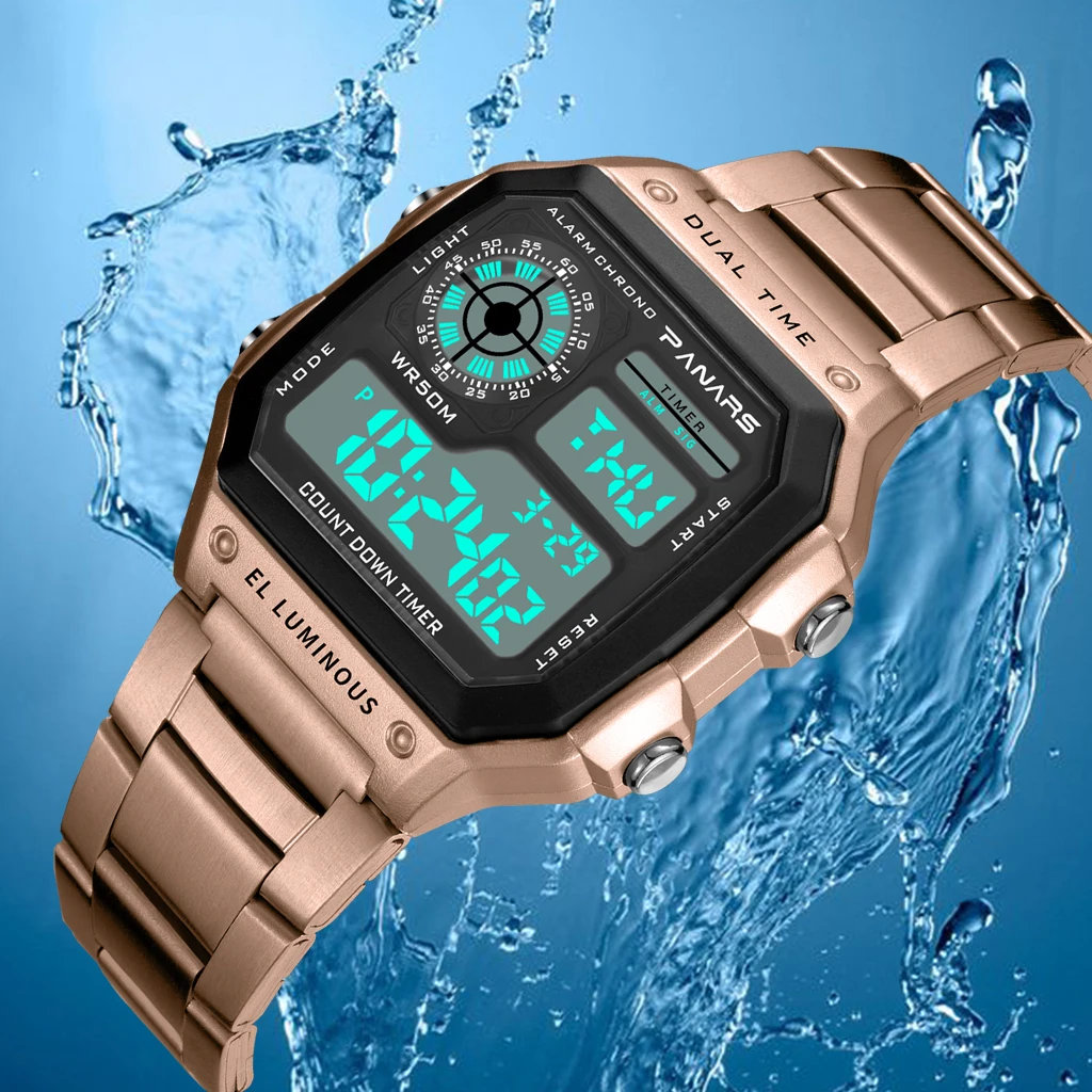 SYNOKE Business Men 50M Waterproof Stainless Steel Digital Wrist watches Top Brand Luxury Mens Clock Relogio Masculino Wacth