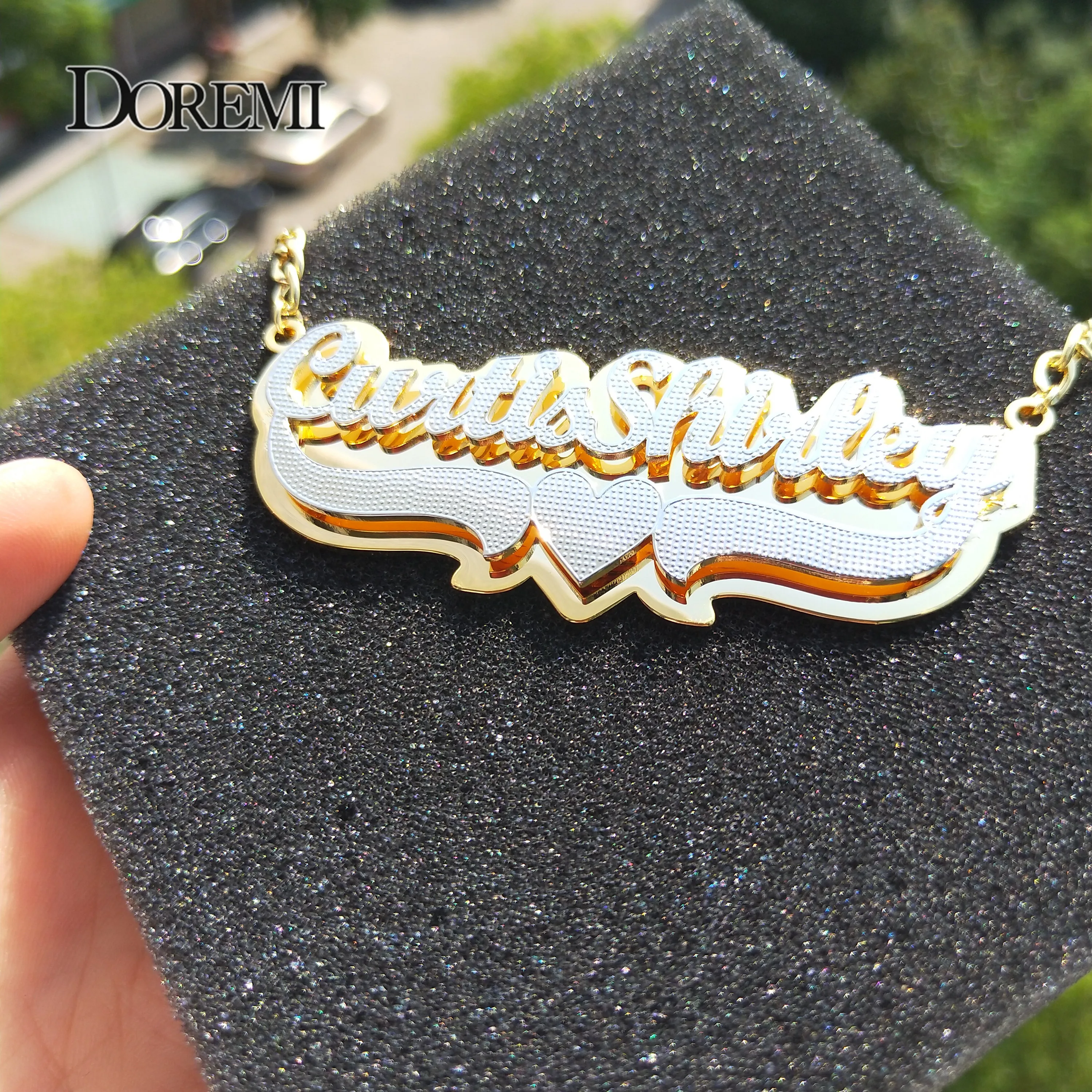 Double NewCustomized Name Necklace  Gold plated Nameplate 3D Necklace Personalized Choker Women Double layer Name Necklace Gifts