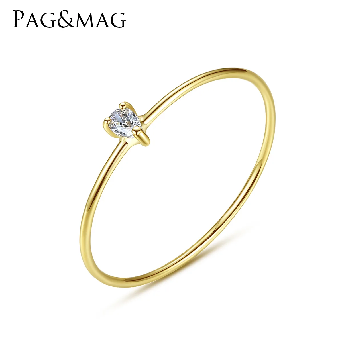 PAG&MAG new Korean jewelry female ring fashion zircon gold-plated ring geometric personality hand decoration