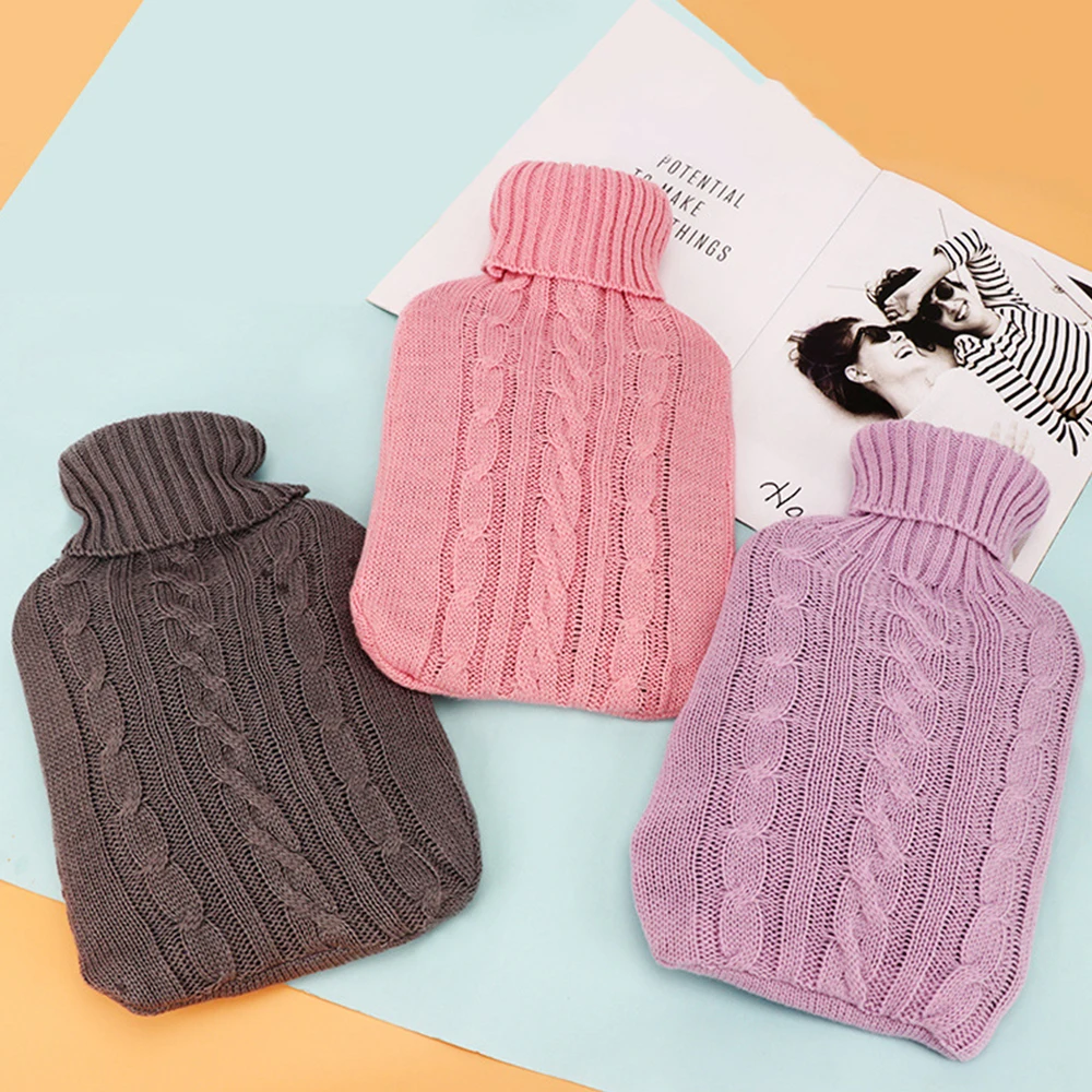 2000ml Explosion-Proof Hot Water Bottle Protective Warm Large Cover Winter Heat Preservation Soft Safe Removable Knitted Cover