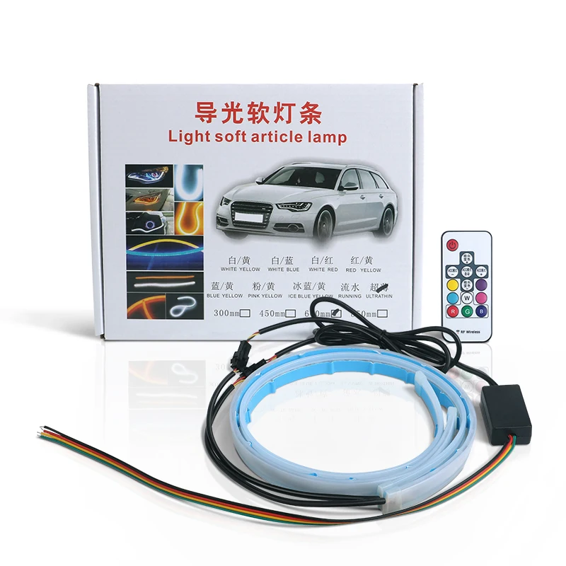 2PCS DRL Car Daytime Running Light LED Flexible Waterproof Strip Auto Headlights Turn Signal Decorative Lamp RGB APP Control 12V