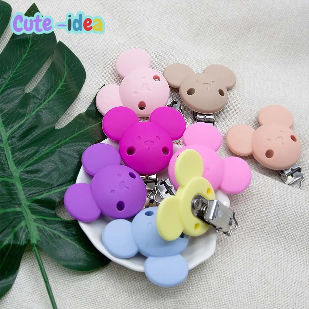 Cute-Idea Silicone Clip 1pc Mouse Cartoon Animals Accessories Pacifier Chain Handmade Jewelry Teether Product Toy Teething