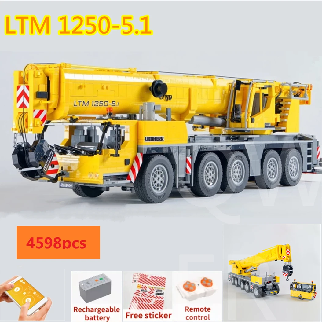 

2021 New MOC-57421 Liebherr LTM 1250-5.1 Remote Control Crane Building Blocks Bricks Kits Mobile Model Toys Boys Christmas Gifts