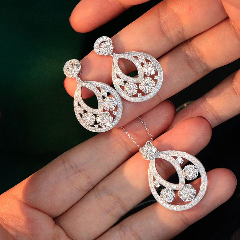 Aazuo 18K White Gold Real Diamonds Big Water Drop Earring Gift For Women Engagement Party Au750 view 4
