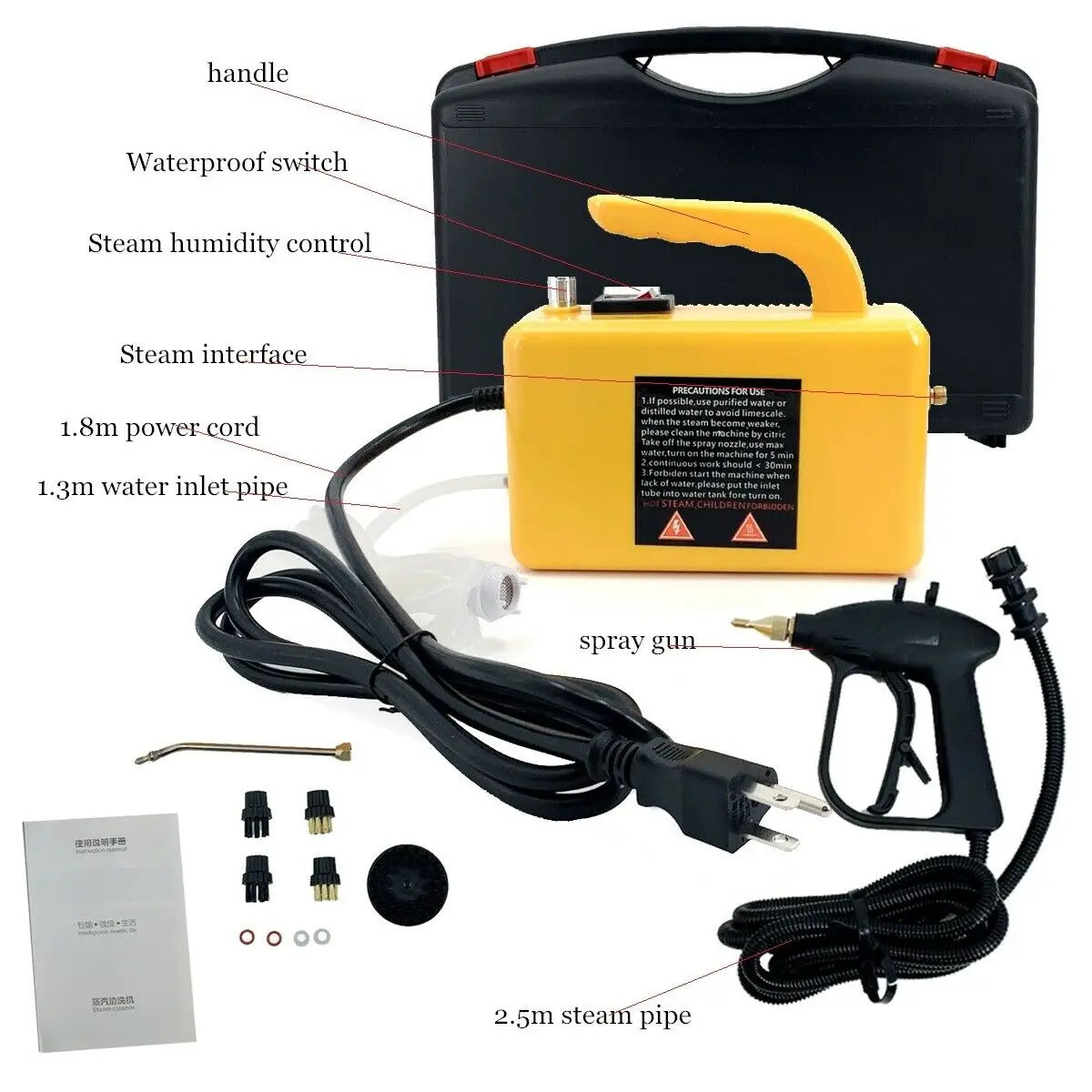 2600W High Temperature Steam Cleaner For Hood Air Conditioner Car Mobile Cleaning Machine Pumping Sterilization Disinfector