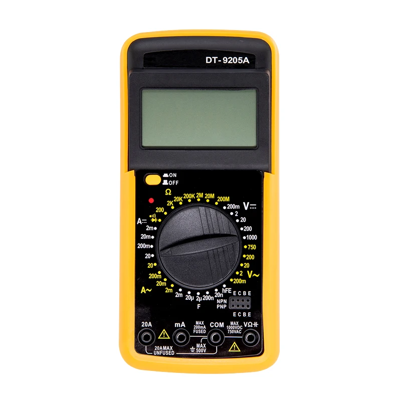 Digital Multimeter Tester Professional Automotive Multimeter DT9205A Handheld Ohm Capacitance AC DC Voltage Tester for Beginner