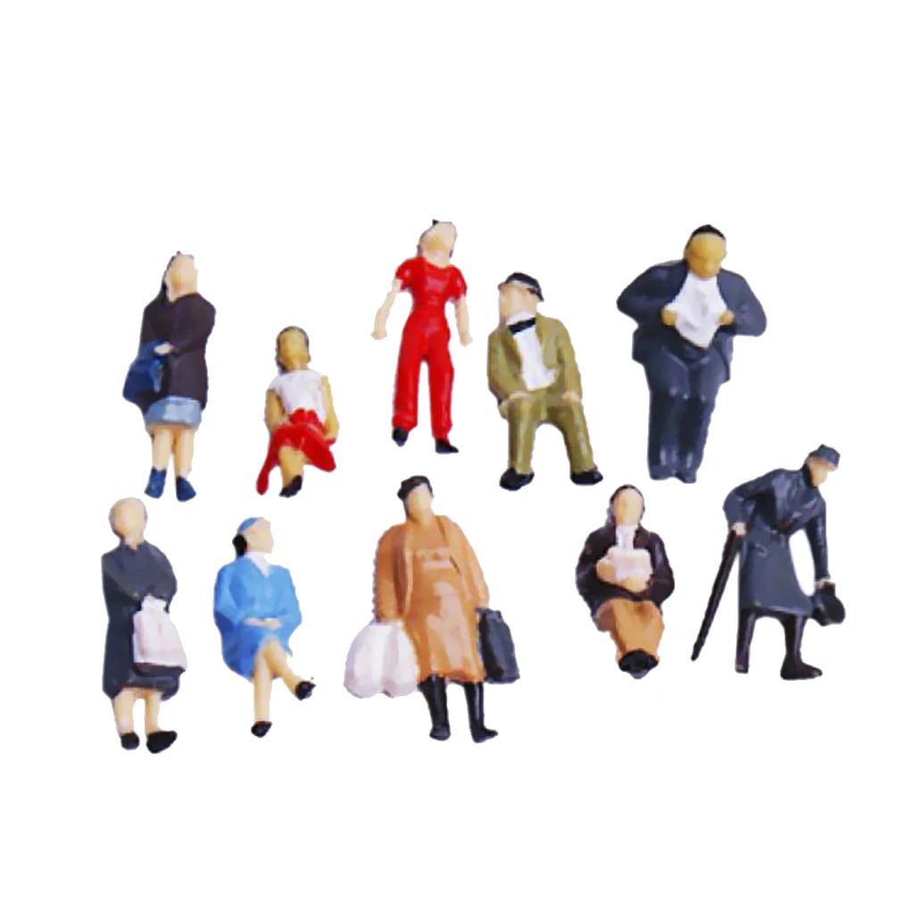 24pcs Dipinte Figure di Persone FAI DA TE Modello di Layout Treno Edifici Parco Acc HO