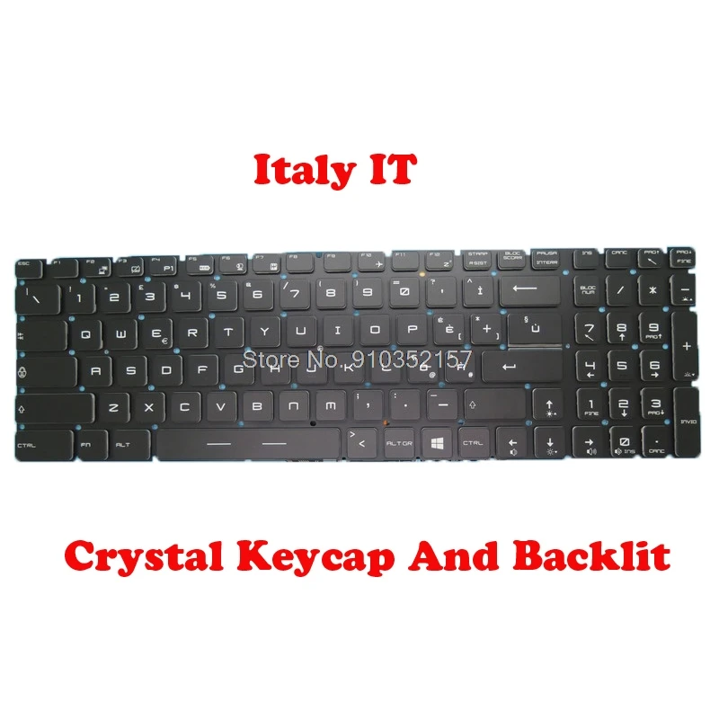 IT GR TR LA Crystal Teclado retroiluminado para MSI GS60 6QE 6QD PX60 2QD 6QD 6QE WS60 6QH 6QJ 7RJ WS72 6QH WT72 2OK 2OL 2OM GP62 6QF