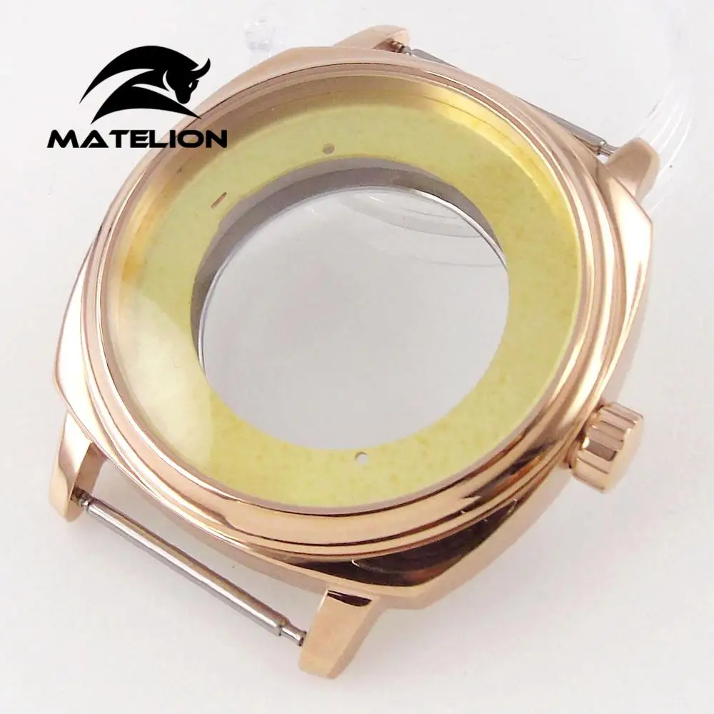 42mm Square Polished Watch Case Fit For NH35 NH36 Miyota 8215 821A ETA 2836 Mingzhu 2813 Movement Silver/Black/Rose Gold Plated